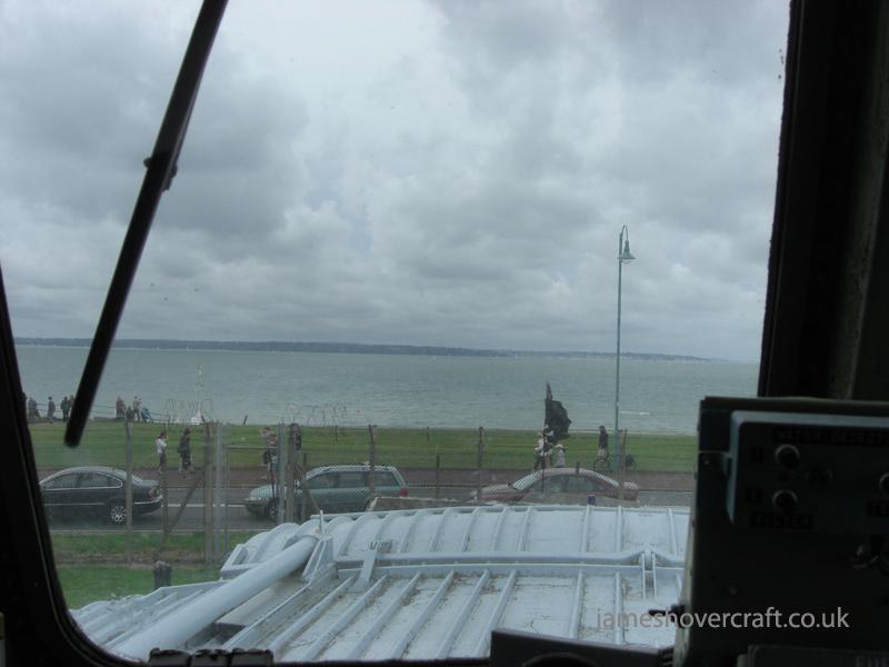 BH7 at the 2009 Hovershow - View forward from the cockpit across the Solent (credit: James Rowson).